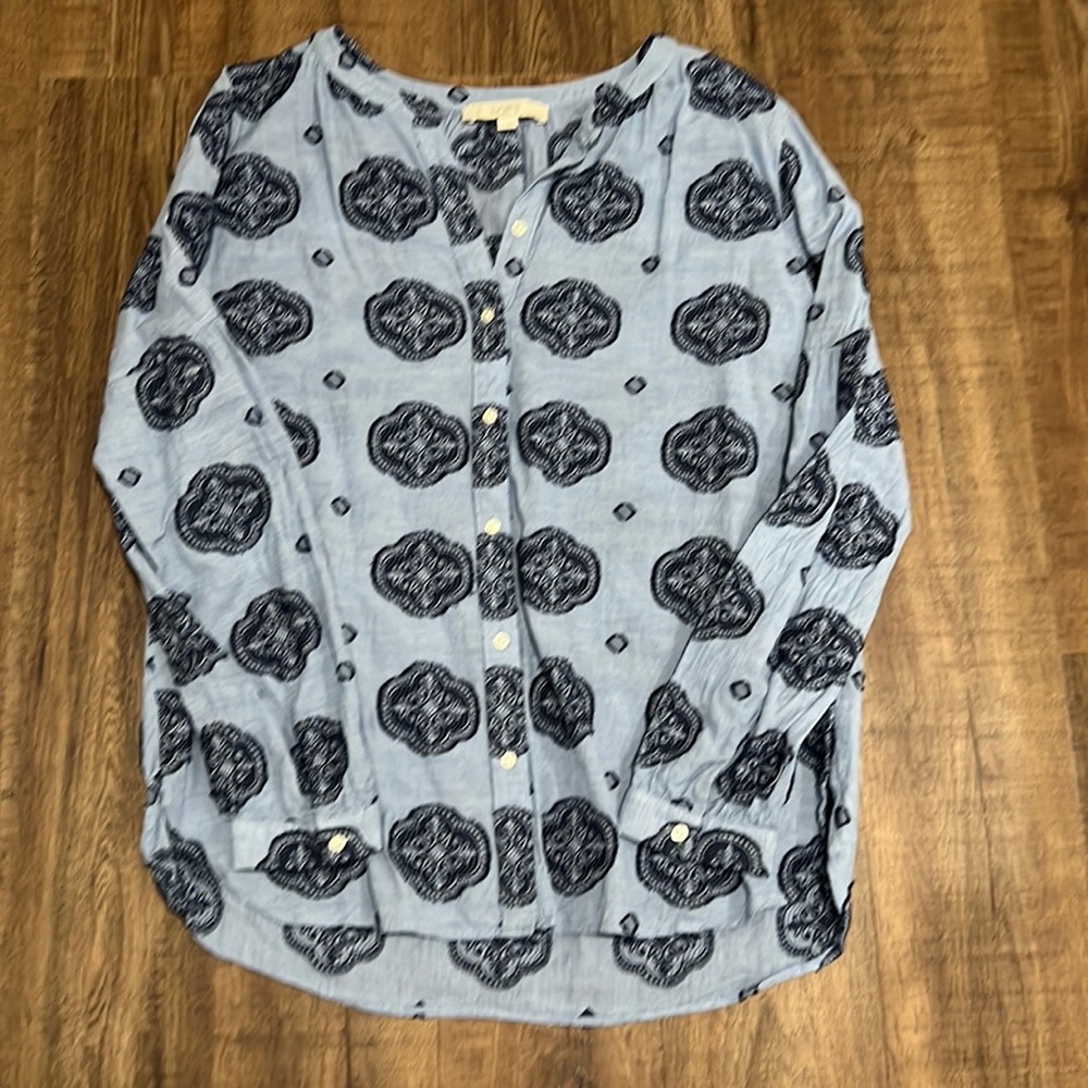 Blue patterned button down
